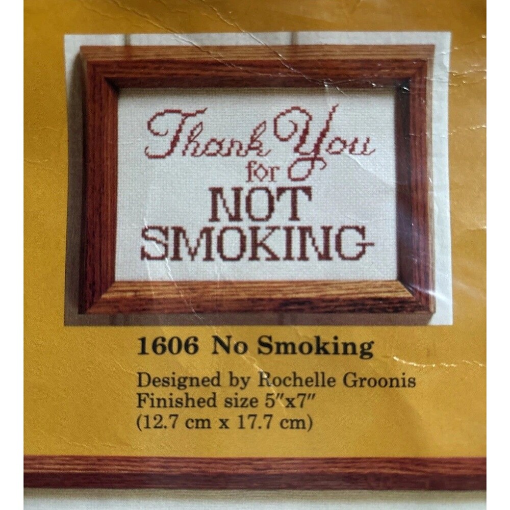 The Creative Circle No Smoking #1606 Counted Cross Stitch Kit NOS Vintage 1979